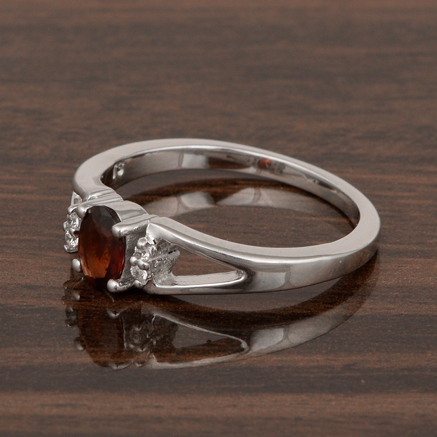 Classic Oval 6X4 MM Garnet Solitaire Engagement 925 Sterling Silver Rings for Women - Kimaya INC