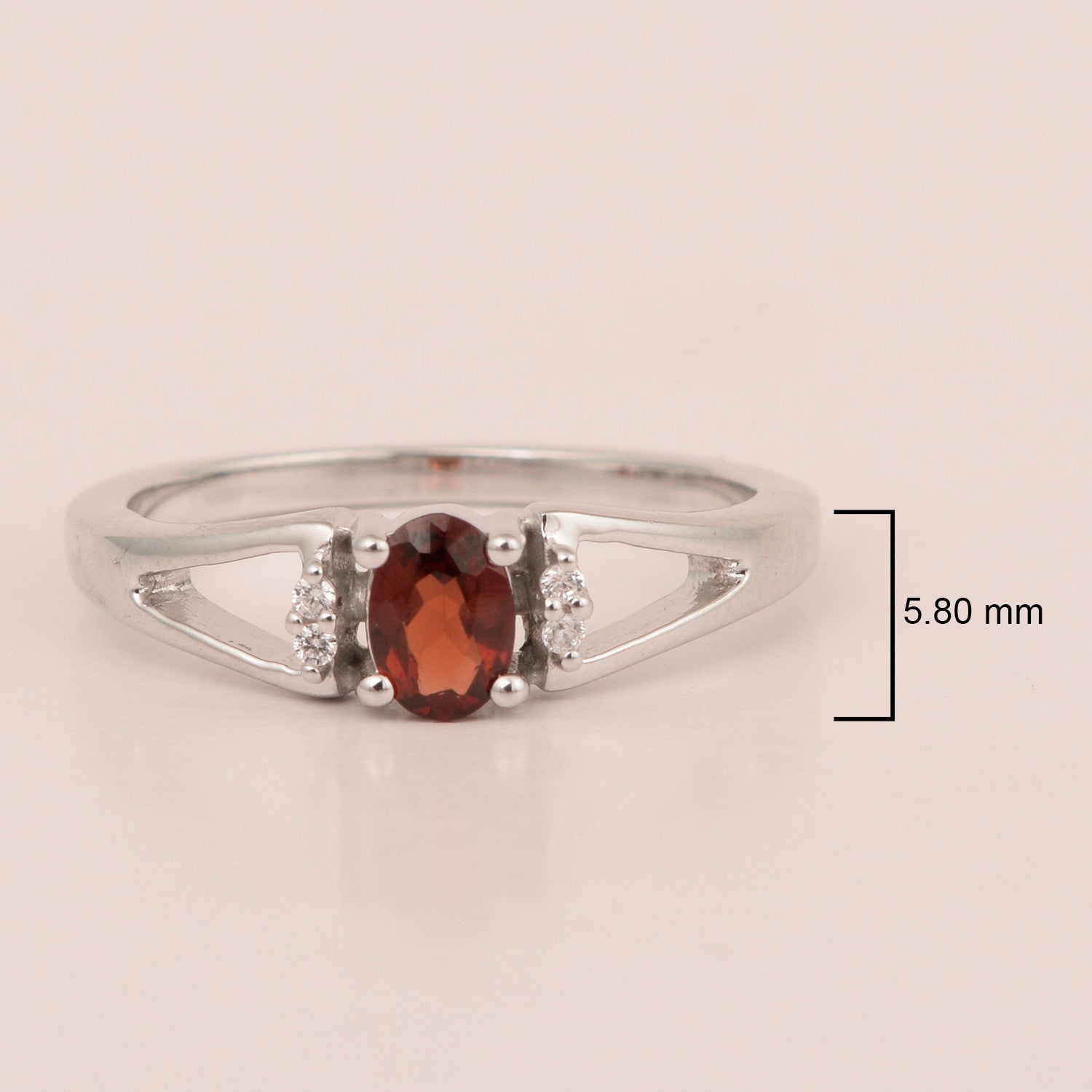 Classic Oval 6X4 MM Garnet Solitaire Engagement 925 Sterling Silver Rings for Women - Kimaya INC