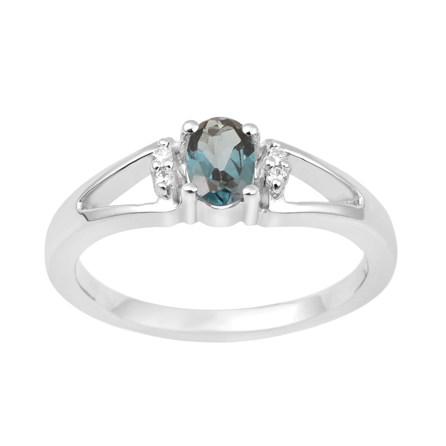 Classic Oval 6X4 MM London Blue Topaz Solitaire Engagement 925 Sterling Silver Rings for Women - Kimaya INC