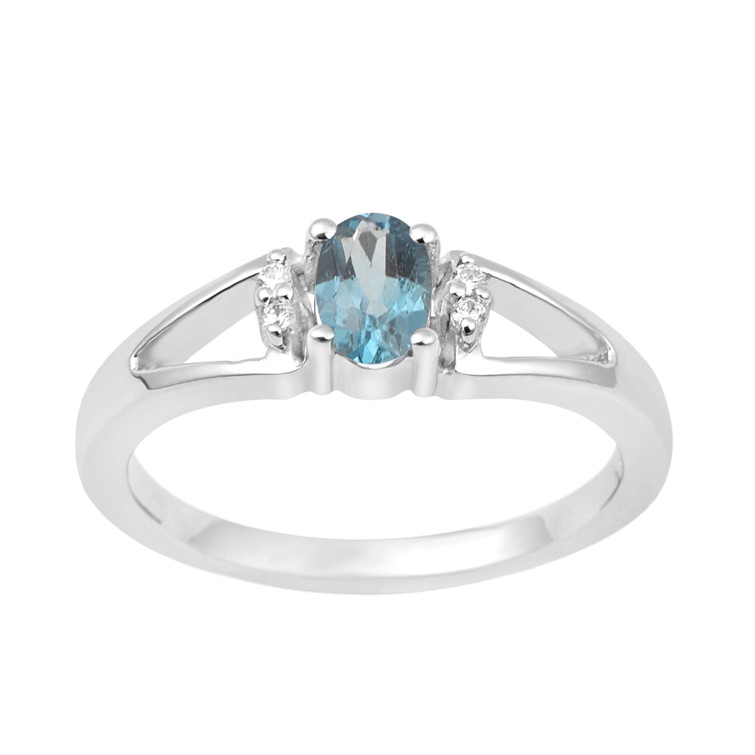 Classic Oval 6X4 MM Swiss Blue Topaz Solitaire Engagement 925 Sterling Silver Rings for Women - Kimaya INC