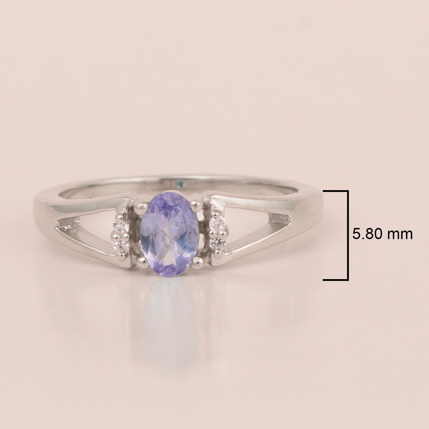 Classic Oval 6X4 MM Tanzanite Solitaire Engagement 925 Sterling Silver Rings for Women - Kimaya INC