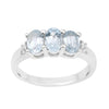 925 Sterling Silver Three-Stone Oval 1.35 Ctw Aquamarine Women's Ring - Kimaya INC