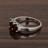 925 Sterling Silver Three-Stone Oval 1.35 Ctw Garnet Women's Ring - Kimaya INC