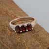 925 Sterling Silver Three-Stone Oval 1.35 Ctw Garnet Women's Ring - Kimaya INC