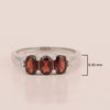 925 Sterling Silver Three-Stone Oval 1.35 Ctw Garnet Women's Ring - Kimaya INC