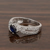 Sterling Silver Genuine Oval Blue Sapphire 1.20 Ctw Women Cluster Ring - Kimaya INC