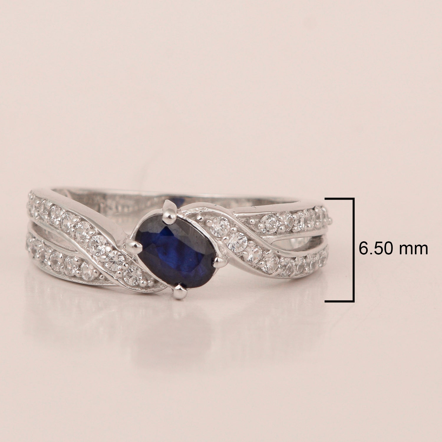 Sterling Silver Genuine Oval Blue Sapphire 1.20 Ctw Women Cluster Ring - Kimaya INC