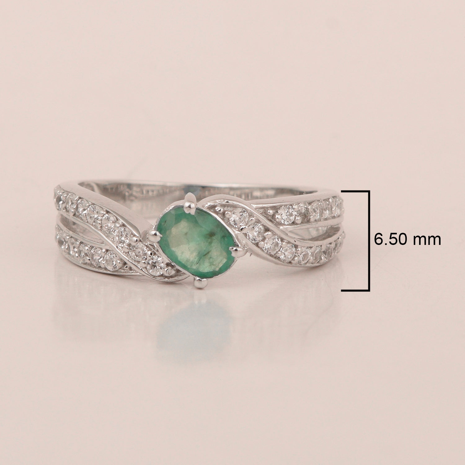 Sterling Silver Genuine Oval Emerald 1.20 Ctw Women Cluster Ring - Kimaya INC