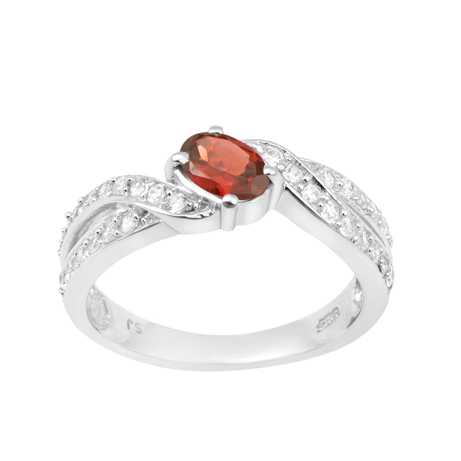Sterling Silver Genuine Oval Garnet 1.20 Ctw Women Cluster Ring - Kimaya INC