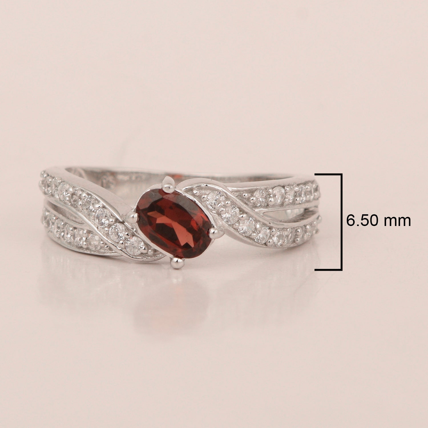 Sterling Silver Genuine Oval Garnet 1.20 Ctw Women Cluster Ring - Kimaya INC