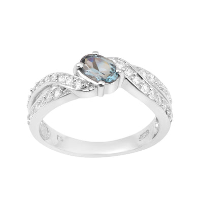 Sterling Silver Genuine Oval London Blue Topaz 1.20 Ctw Women Cluster Ring - Kimaya INC