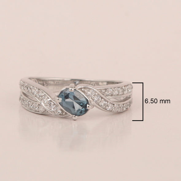 Sterling Silver Genuine Oval London Blue Topaz 1.20 Ctw Women Cluster Ring - Kimaya INC