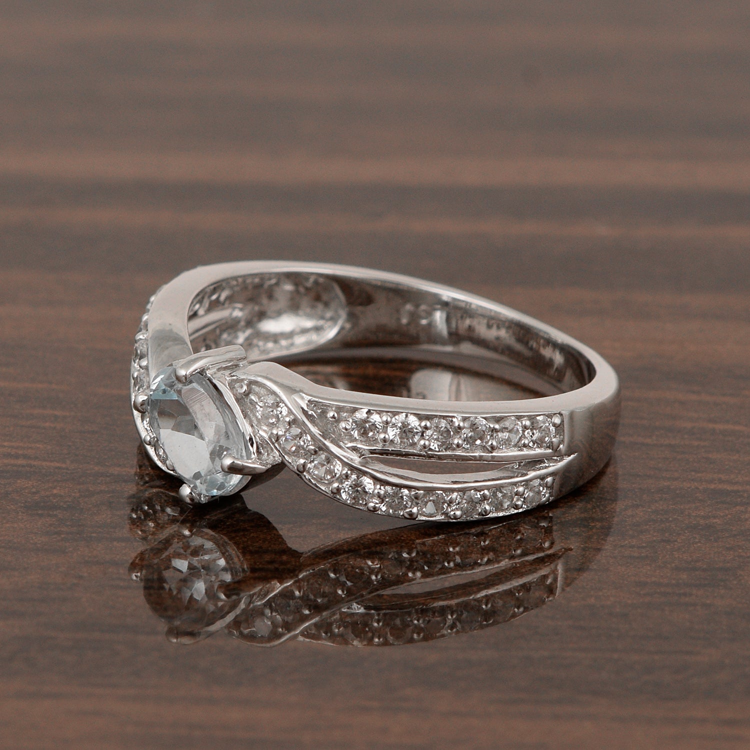 Sterling Silver Genuine Oval Swiss Blue Topaz 1.20 Ctw Women Cluster Ring - Kimaya INC