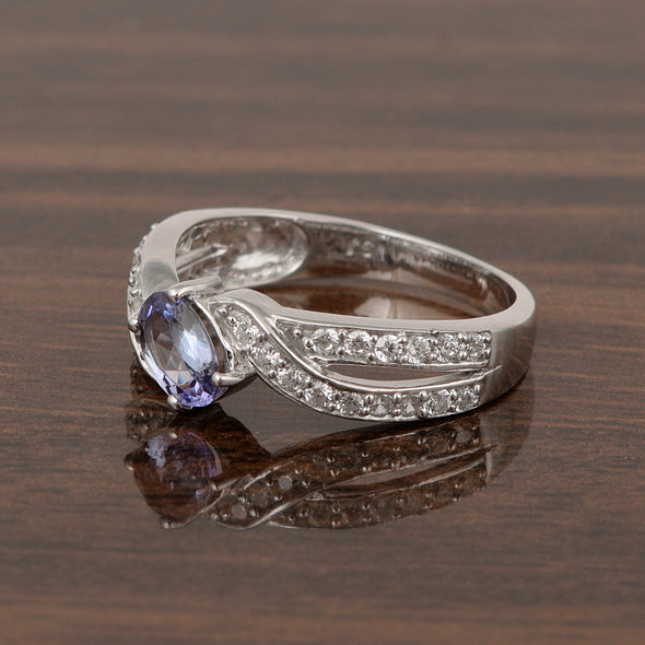 Sterling Silver Genuine Oval Tanzanite 1.20 Ctw Women Cluster Ring - Kimaya INC