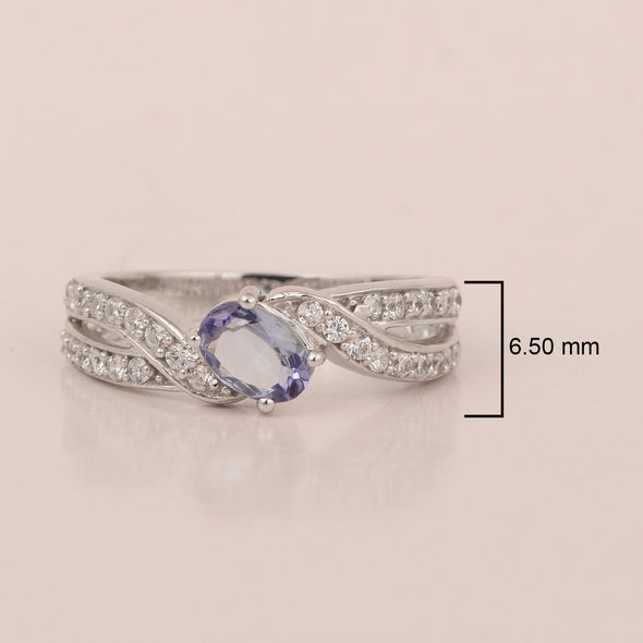 Sterling Silver Genuine Oval Tanzanite 1.20 Ctw Women Cluster Ring - Kimaya INC