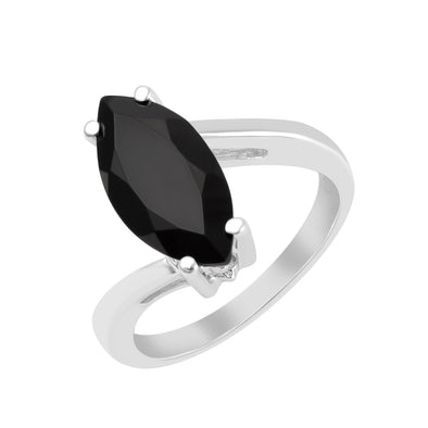 925 Sterling Silver Marquise Cut Black Spinel 2CT Engagement Ring - Kimaya INC