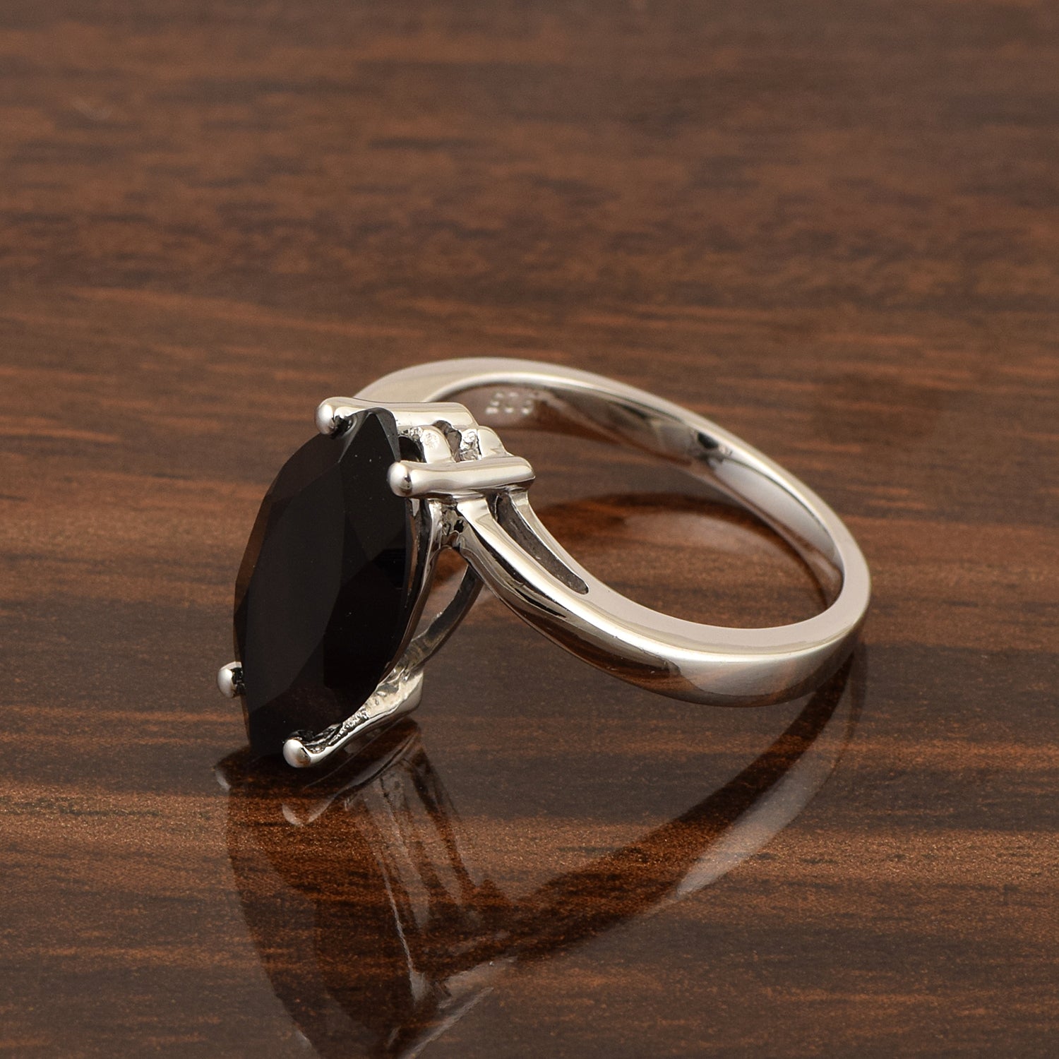 925 Sterling Silver Marquise Cut Black Spinel 2CT Engagement Ring - Kimaya INC