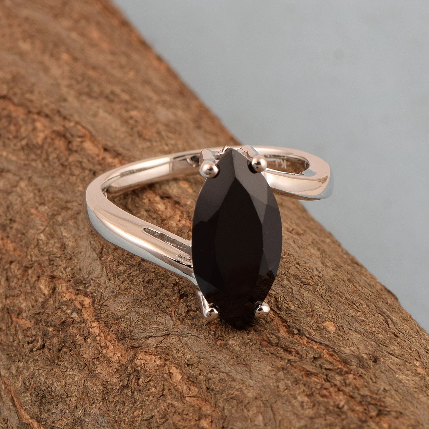 925 Sterling Silver Marquise Cut Black Spinel 2CT Engagement Ring - Kimaya INC