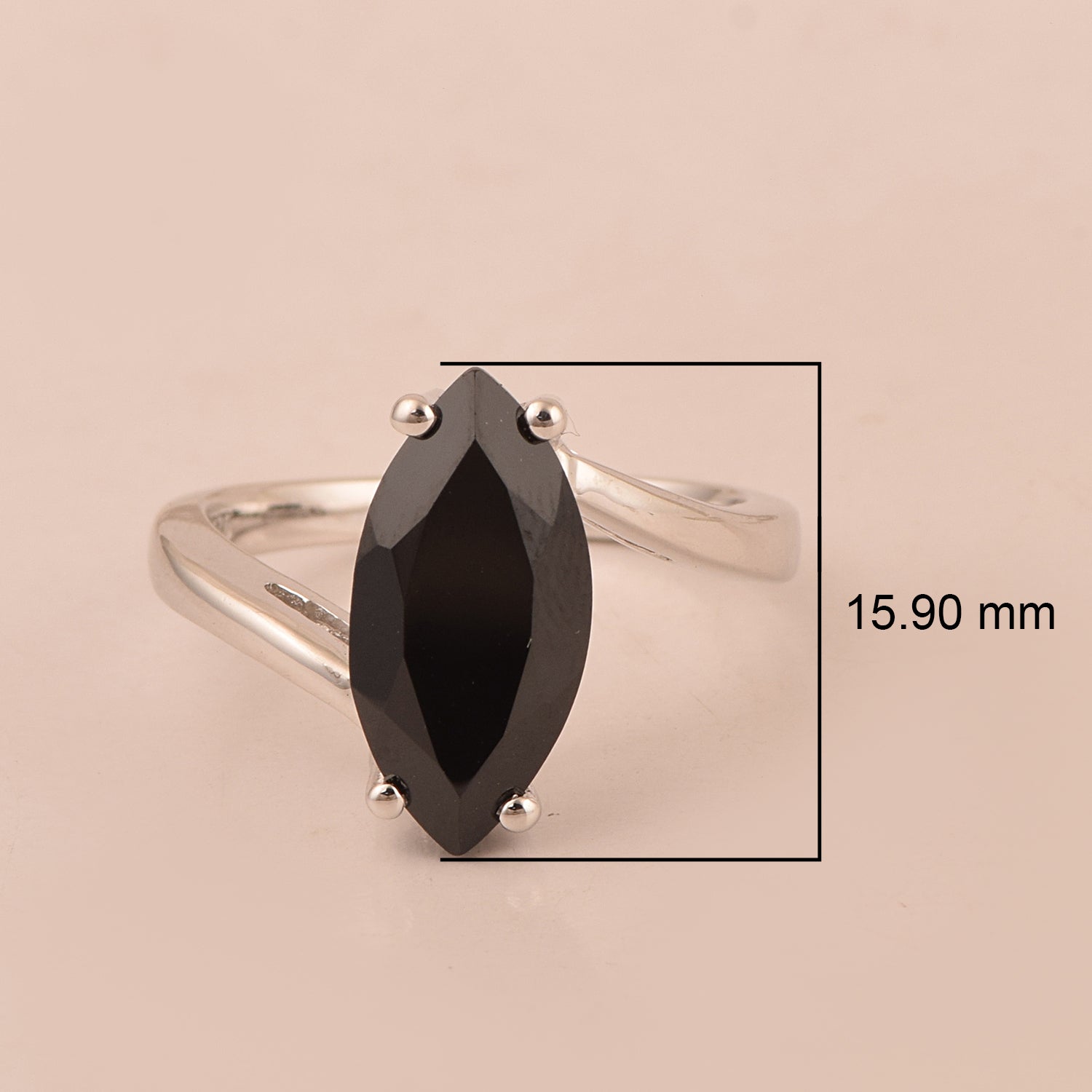 925 Sterling Silver Marquise Cut Black Spinel 2CT Engagement Ring - Kimaya INC