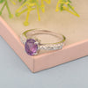 Solitaire Oval Cut 1.5 Ctw Amethyst & White Accents 925 Sterling Silver Women Wedding Ring - Kimaya INC