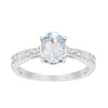 Solitaire Oval Cut 1.5 Ctw Aquamarine & White Accents 925 Sterling Silver Women Wedding Ring - Kimaya INC
