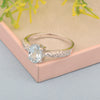 Solitaire Oval Cut 1.5 Ctw Aquamarine & White Accents 925 Sterling Silver Women Wedding Ring - Kimaya INC