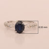 Solitaire Oval Cut 1.5 Ctw Blue Sapphire & White Accents 925 Sterling Silver Women Wedding Ring - Kimaya INC