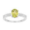 Solitaire Oval Cut 1.5 Ctw Peridot & White Accents 925 Sterling Silver Women Wedding Ring - Kimaya INC