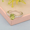 Solitaire Oval Cut 1.5 Ctw Peridot & White Accents 925 Sterling Silver Women Wedding Ring - Kimaya INC
