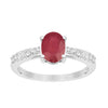 Solitaire Oval Cut 1.5 Ctw Ruby & White Accents 925 Sterling Silver Women Wedding Ring - Kimaya INC