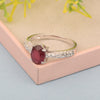 Solitaire Oval Cut 1.5 Ctw Ruby & White Accents 925 Sterling Silver Women Wedding Ring - Kimaya INC