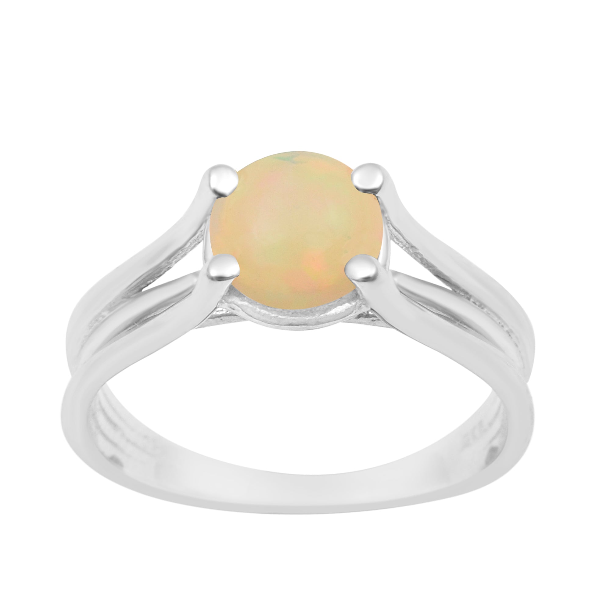 Solitaire Round 8mm Opal 925 Sterling Silver Wedding Ring - Kimaya INC