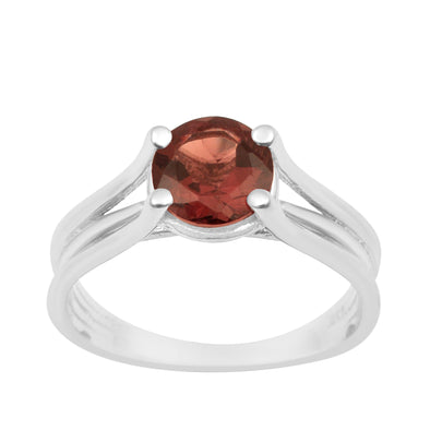 Solitaire Round 8mm Garnet 925 Sterling Silver Wedding Ring - Kimaya INC