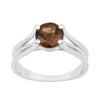 Solitaire Round 8mm Smoky Quartz 925 Sterling Silver Wedding Ring - Kimaya INC