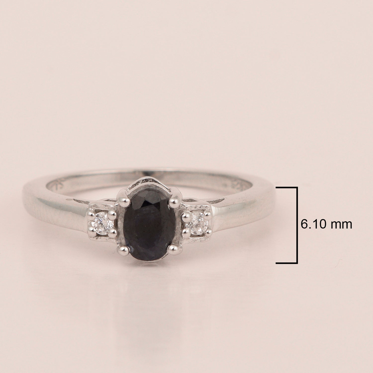 Blue Sapphire Oval 7X5 MM Gemstone 925 Sterling Silver 3-Stone Proposal Ring - Kimaya INC