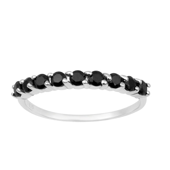 925 Sterling Silver Round Cut 0.46 Ctw Black Spinel Women Engagement Ring - Kimaya INC