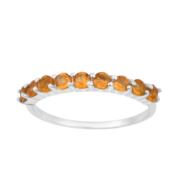 925 Sterling Silver Round Cut 0.46 Ctw Citrine Women Engagement Ring - Kimaya INC