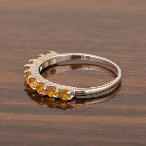 925 Sterling Silver Round Cut 0.46 Ctw Citrine Women Engagement Ring - Kimaya INC