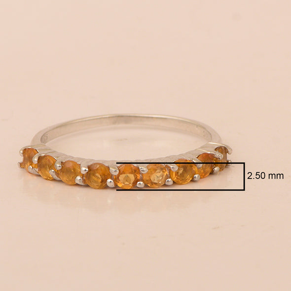 925 Sterling Silver Round Cut 0.46 Ctw Citrine Women Engagement Ring - Kimaya INC