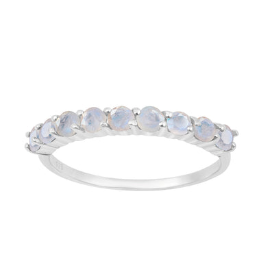 925 Sterling Silver Round Cut 0.46 Ctw Moonstone Women Engagement Ring - Kimaya INC