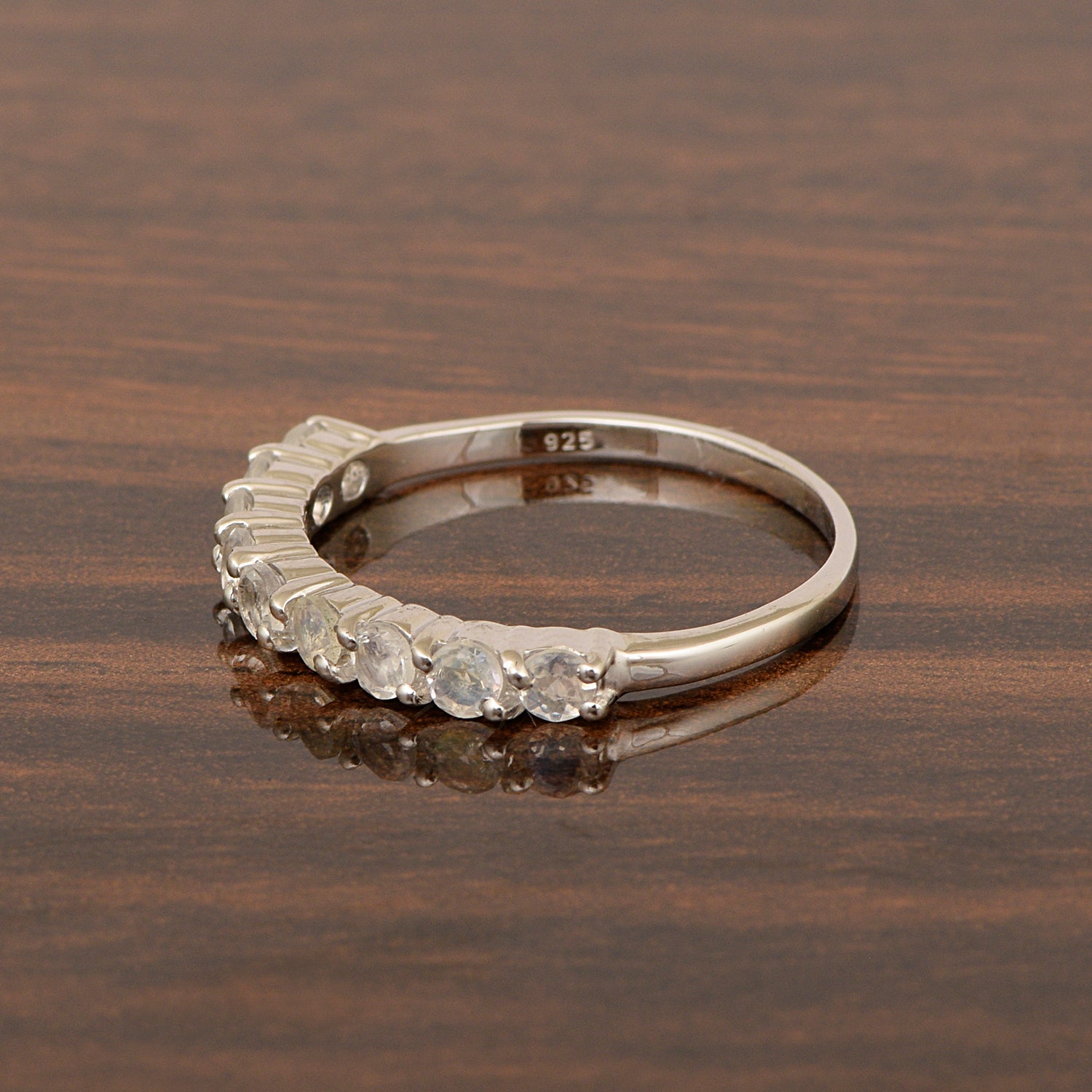 925 Sterling Silver Round Cut 0.46 Ctw Moonstone Women Engagement Ring - Kimaya INC