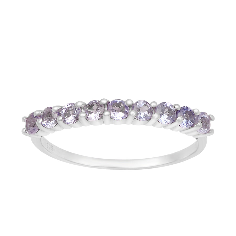 Tanzanite Halt Eternity Stackable Ring - Sterling Silver