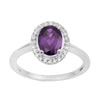 Art Deco Oval 8X6 MM Amethyst Gemstone 925 Sterling Silver Women Ring - Kimaya INC