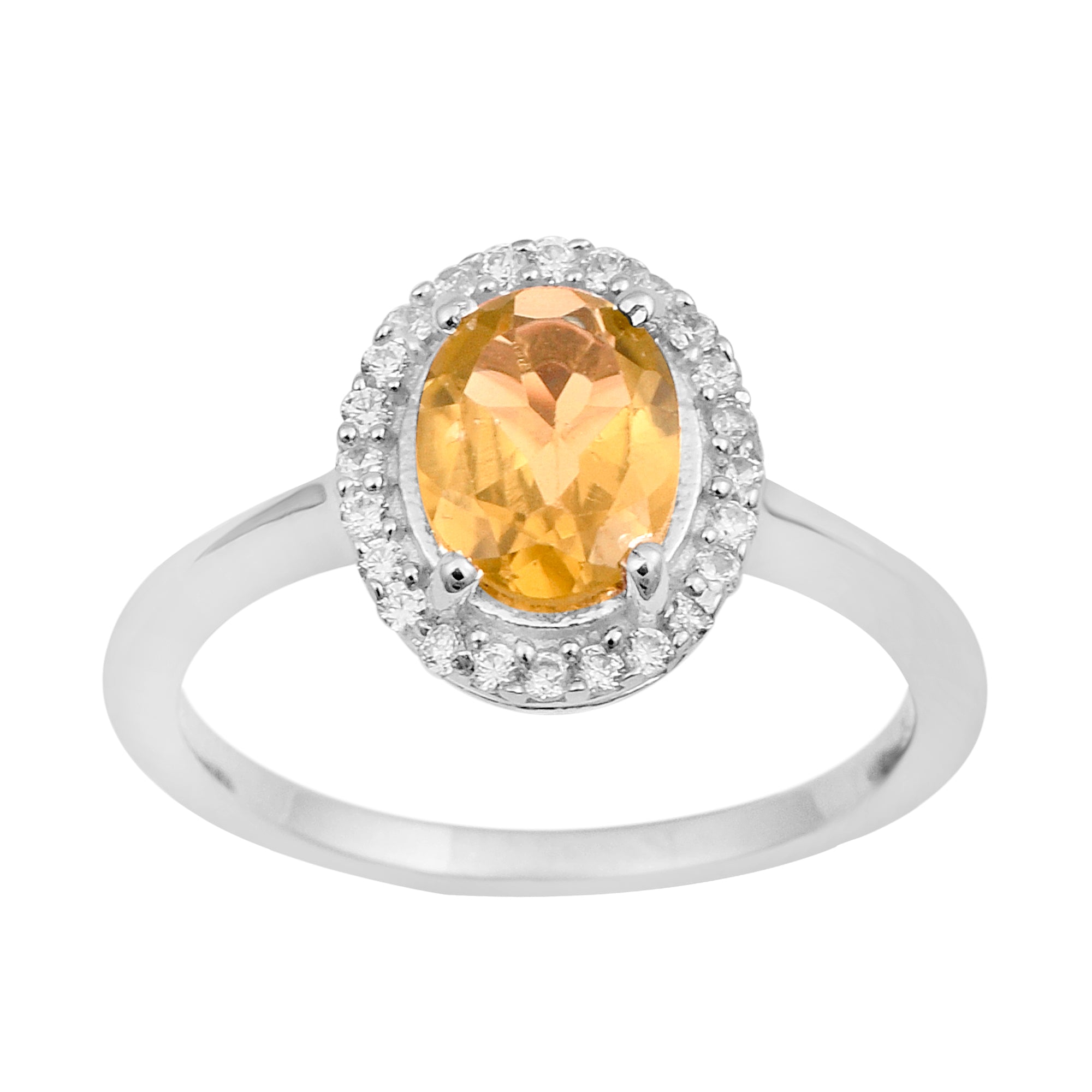 Art Deco Oval 8X6 MM Citrine Gemstone 925 Sterling Silver Women Ring - Kimaya INC