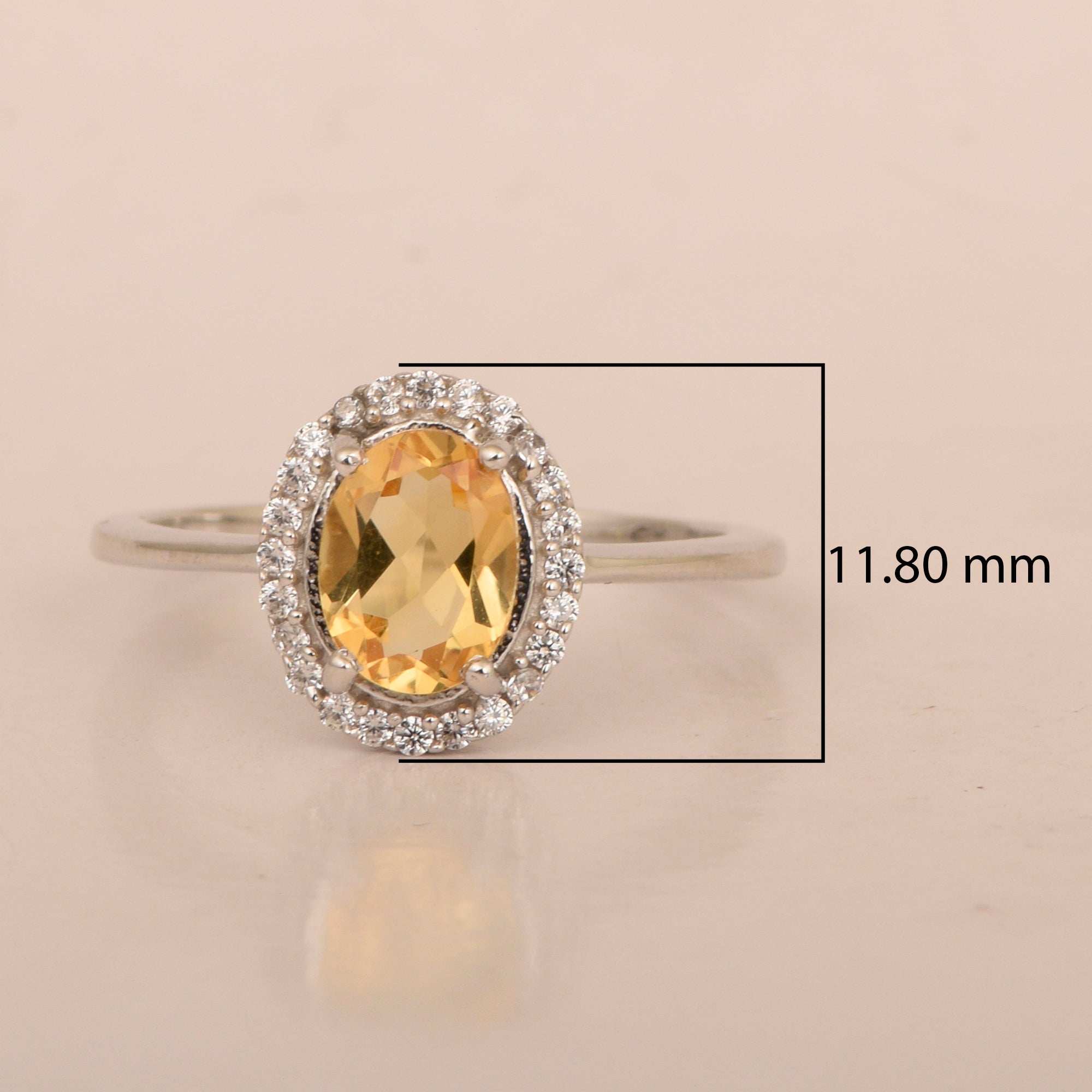 Art Deco Oval 8X6 MM Citrine Gemstone 925 Sterling Silver Women Ring - Kimaya INC