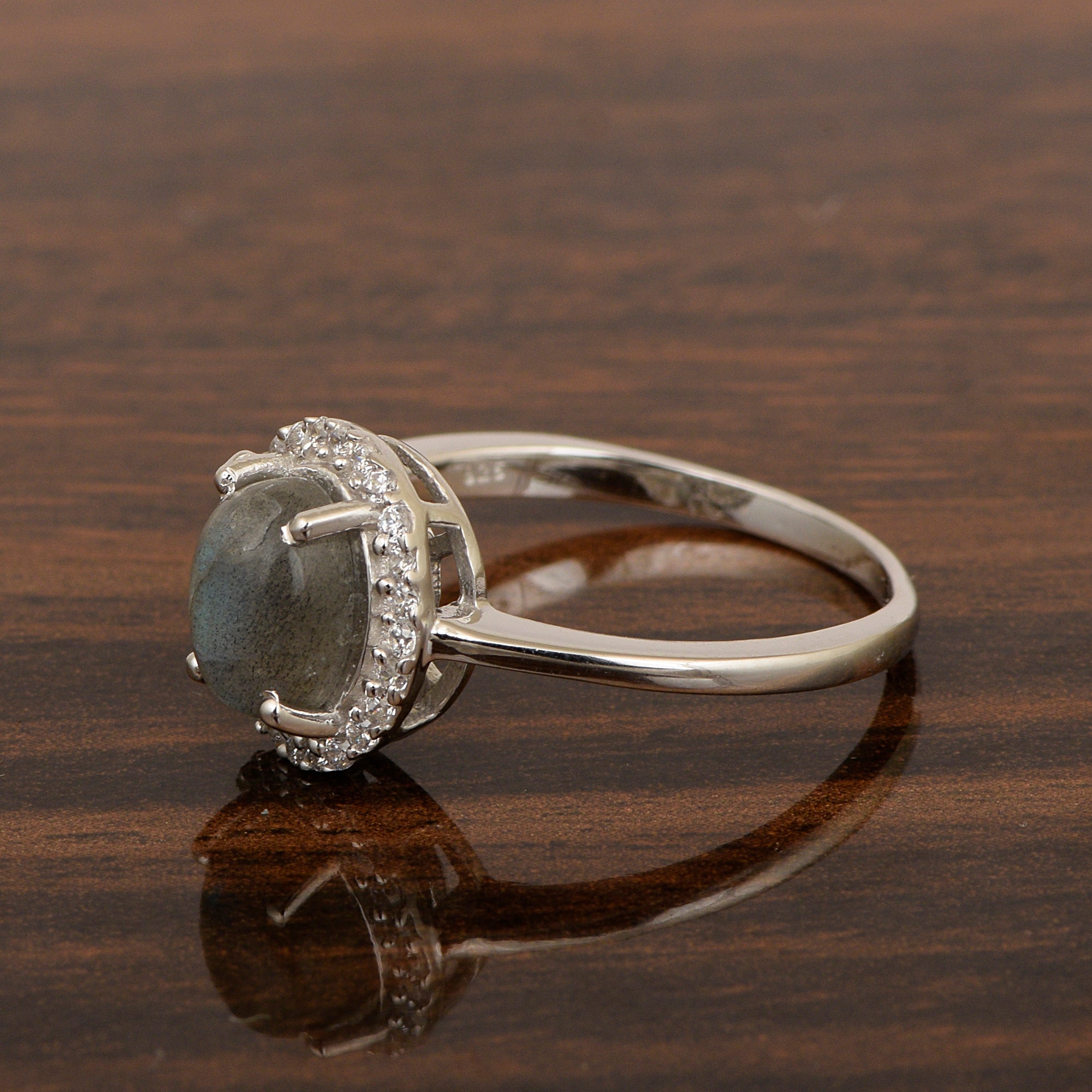 Art Deco Oval 8X6 MM Labradorite Gemstone 925 Sterling Silver Women Ring - Kimaya INC