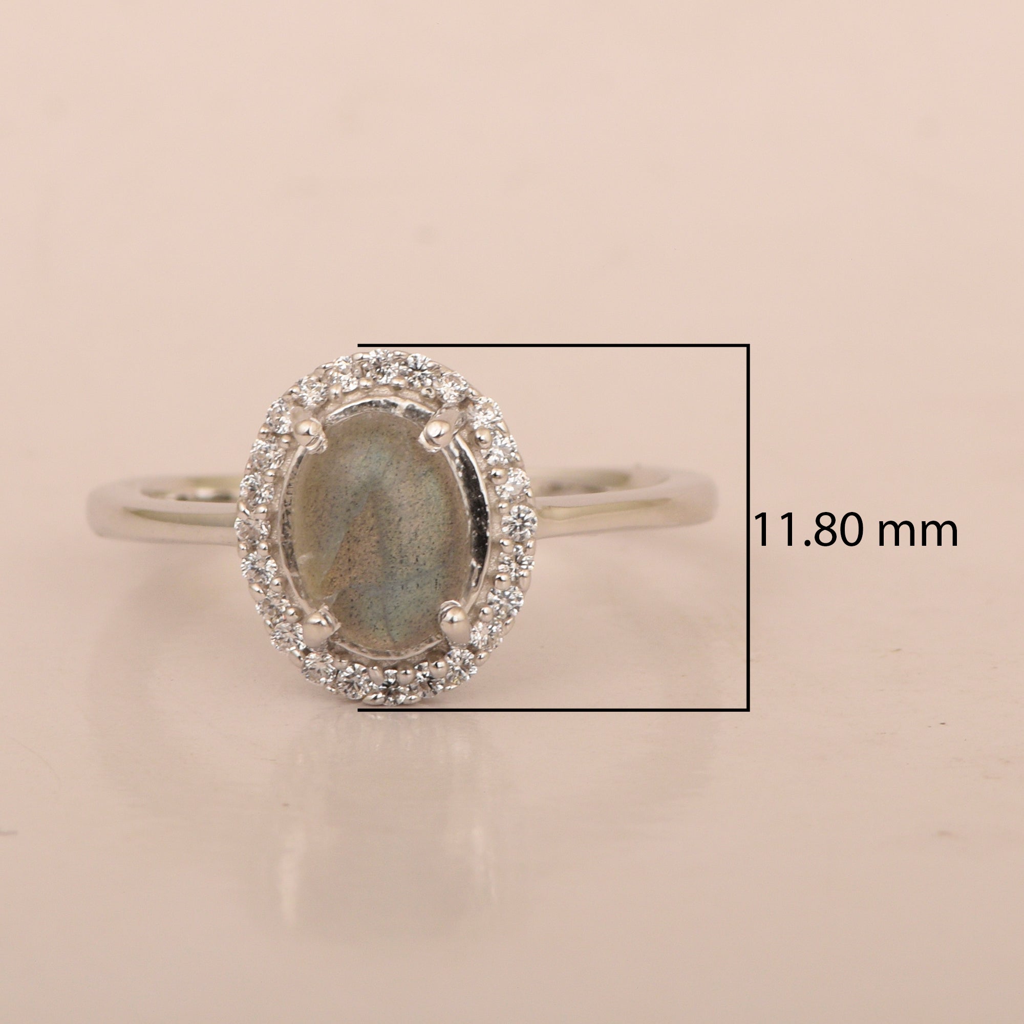 Art Deco Oval 8X6 MM Labradorite Gemstone 925 Sterling Silver Women Ring - Kimaya INC