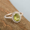 Art Deco Oval 8X6 MM Peridot Gemstone 925 Sterling Silver Women Ring - Kimaya INC