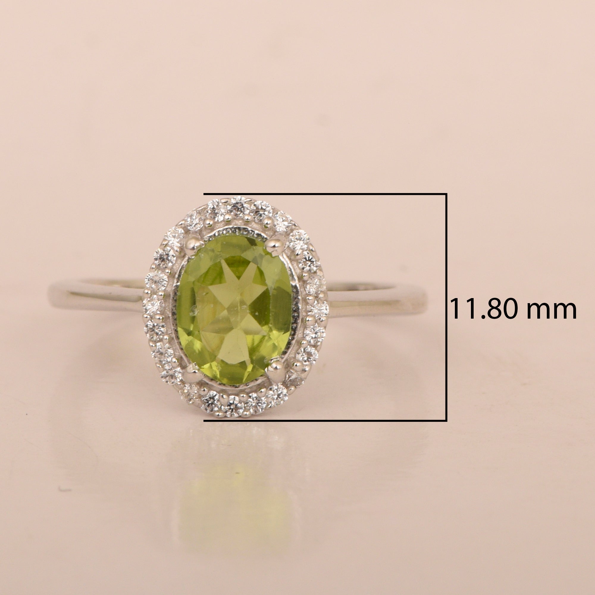 Art Deco Oval 8X6 MM Peridot Gemstone 925 Sterling Silver Women Ring - Kimaya INC