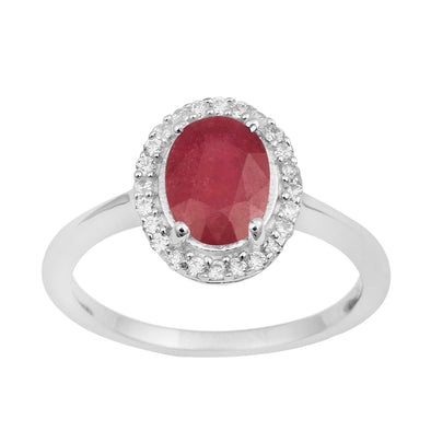Art Deco Oval 8X6 MM Ruby Gemstone 925 Sterling Silver Women Ring - Kimaya INC